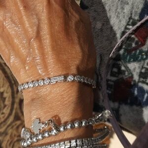 AUTHENTIC CRISLU BEZEL SET TENNIS BRACELET 7" GENUINE STERLING SILVER CZ GIFT🎄